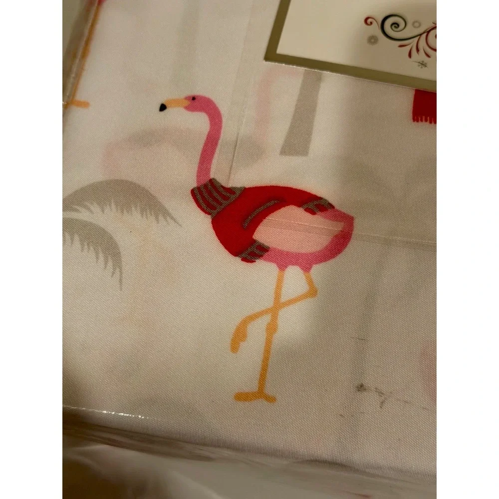 NWT Holly Jolly Christmas Flamingo Sheet Set Full 4pc Microfiber Bedding Holiday